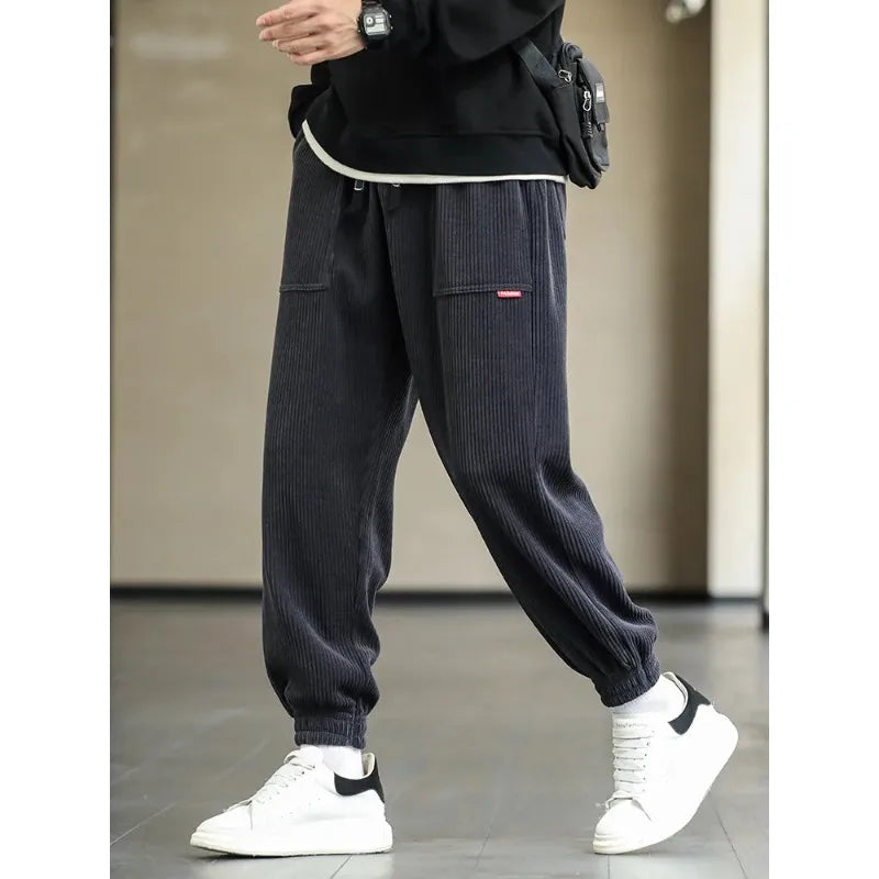 Pantalones de chándal para hombre de pana, joggers holgados, ajuste suelto, talla grande 8XL, streetwear