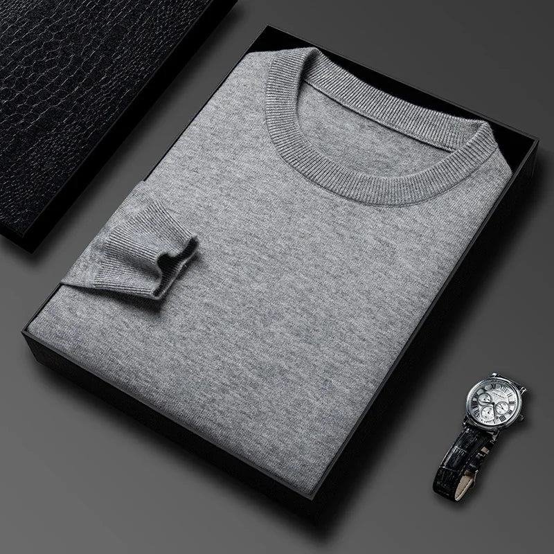 Suéter de Hombre 2025 Casual de Cuello Redondo de Manga Larga con Patrón de Diamante Tejido