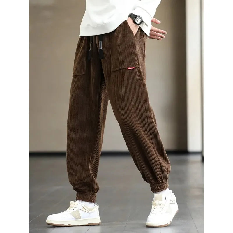 Pantalones de chándal para hombre de pana, joggers holgados, ajuste suelto, talla grande 8XL, streetwear