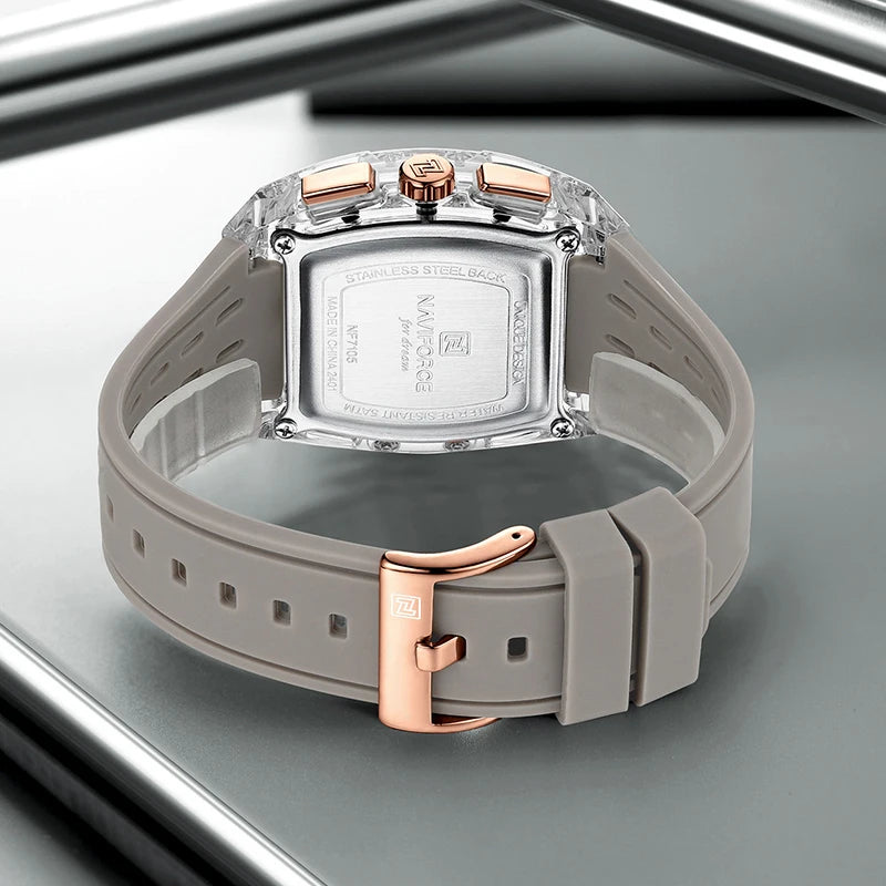 Reloj de Hombre Cuarzo Multifuncional Cronógrafo 5ATM Impermeable con Correa de Silicona