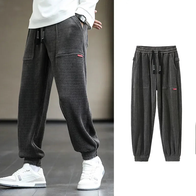 Pantalones de chándal para hombre de pana, joggers holgados, ajuste suelto, talla grande 8XL, streetwear