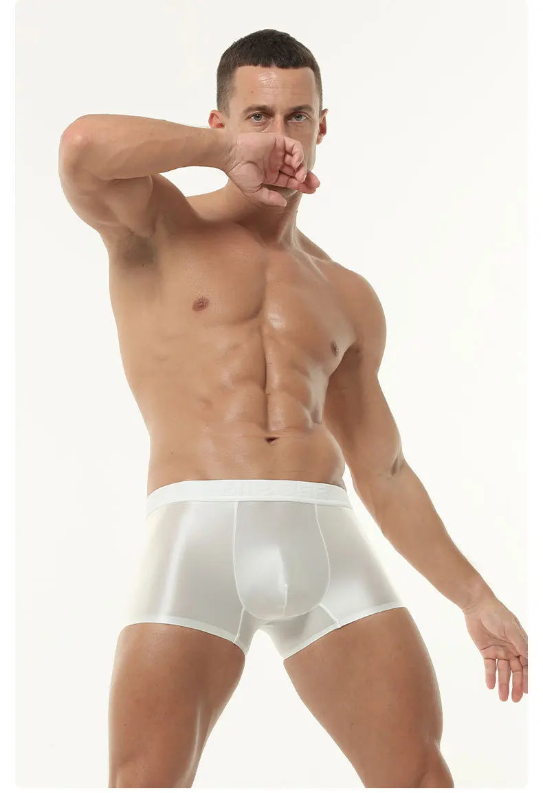 Bóxer para Hombre de Satén Sin Costuras de Secado Rápido Verano de Seda Fría de Cintura Baja