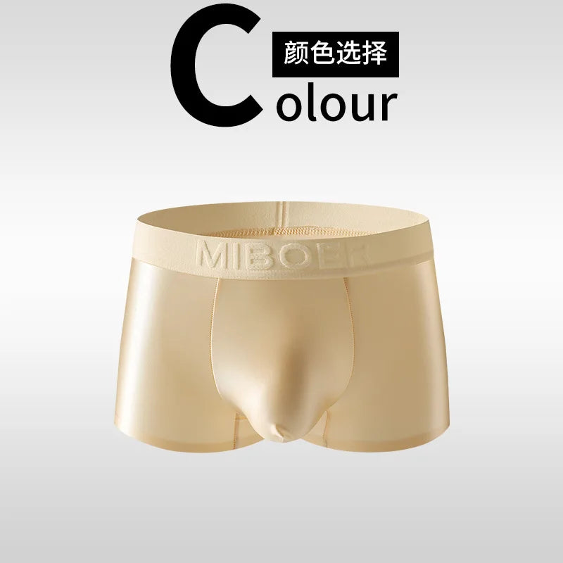 Bóxer para Hombre de Satén Sin Costuras de Secado Rápido Verano de Seda Fría de Cintura Baja