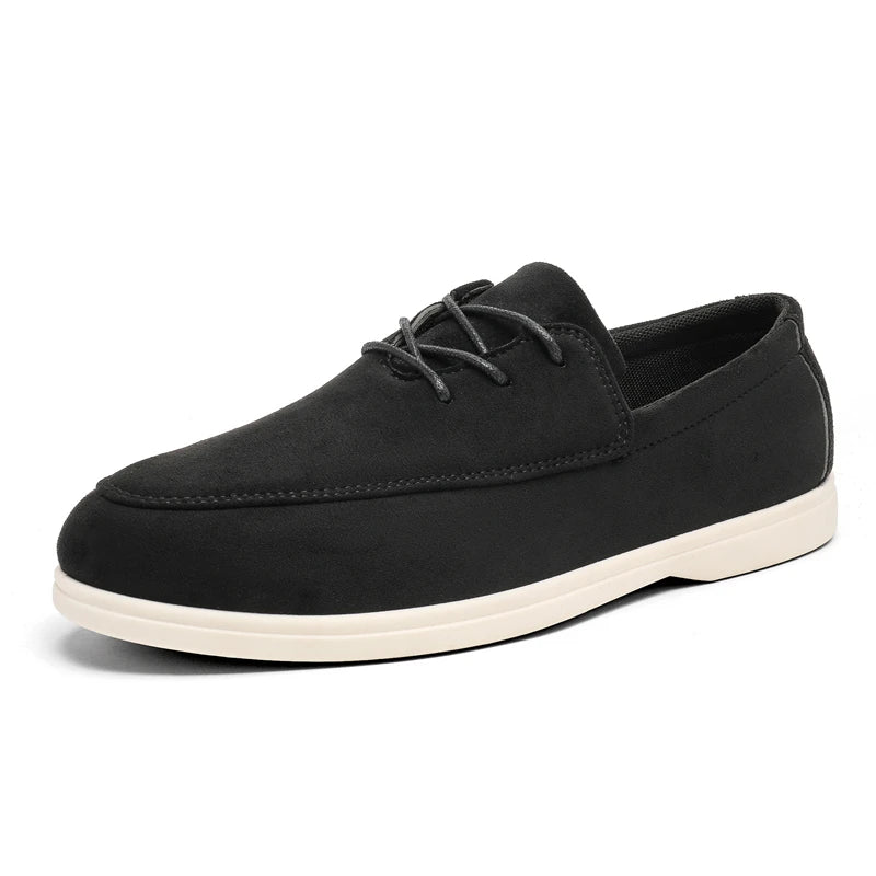 Mocasines de Suede para Hombre, Casual de Primavera Verano, Zapatos Planos con Cordones para Conducir