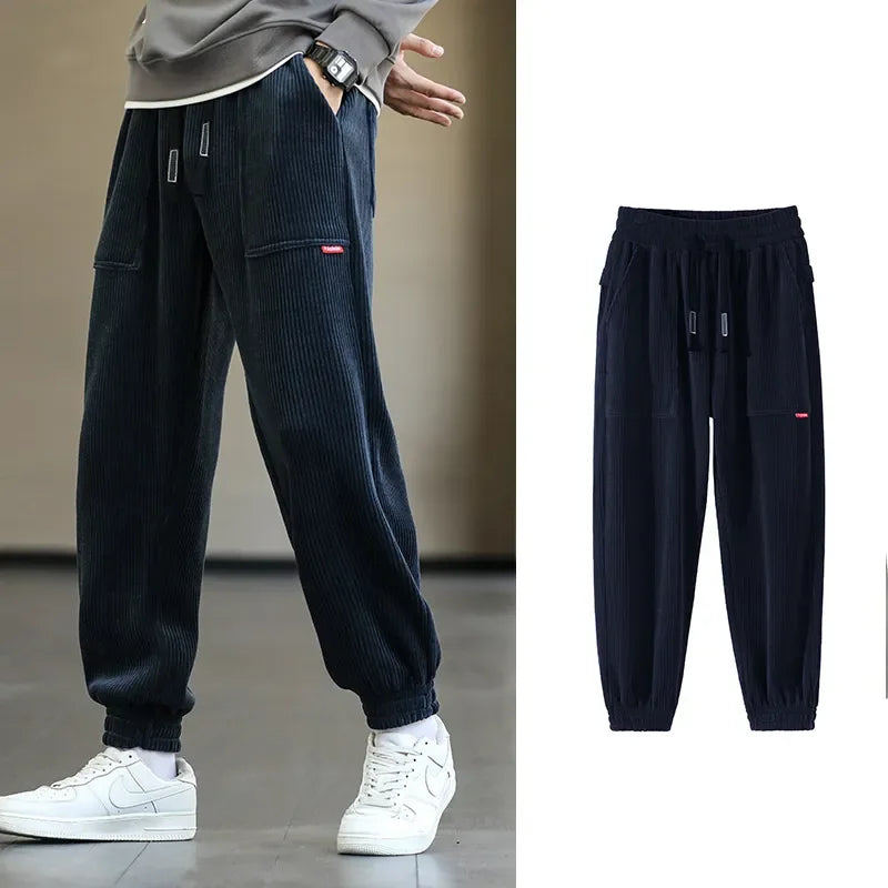 Pantalones de chándal para hombre de pana, joggers holgados, ajuste suelto, talla grande 8XL, streetwear
