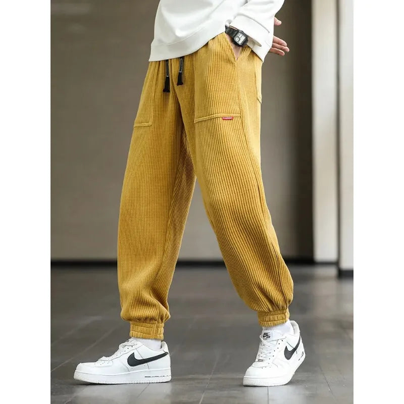 Pantalones de chándal para hombre de pana, joggers holgados, ajuste suelto, talla grande 8XL, streetwear