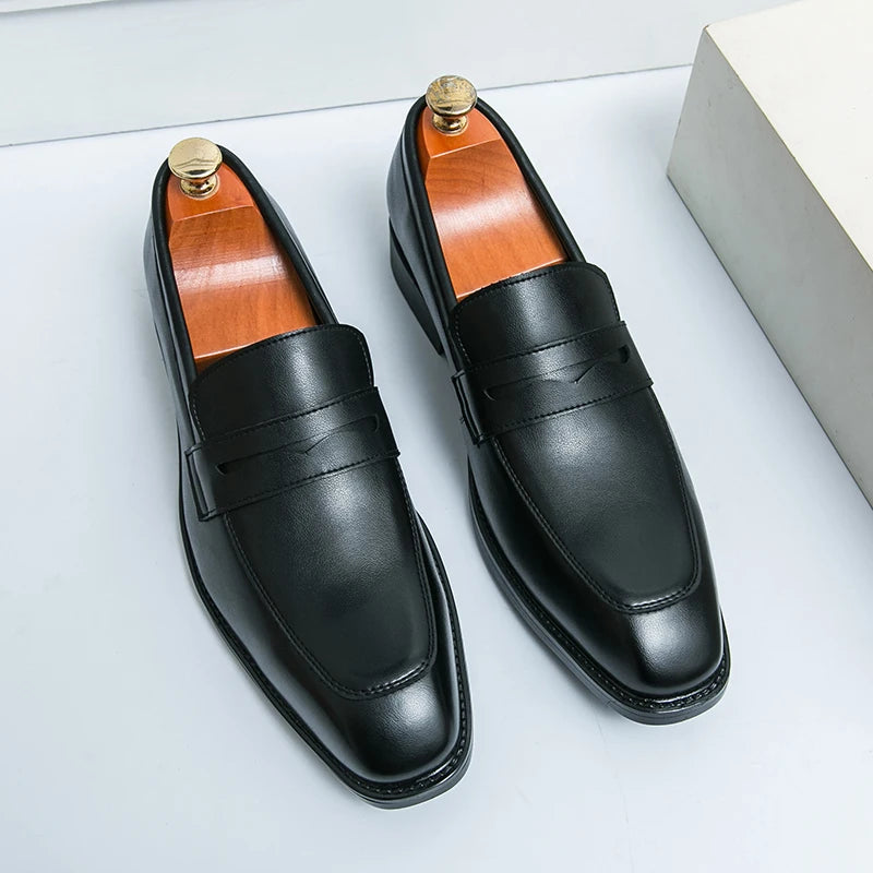Mocasines de Cuero para Hombre Hechos a Mano Marrones Zapatos de Vestir Casuales para Bodas y Fiestas