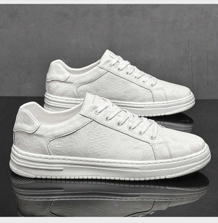 Zapatillas de Cuero Casual para Hombre con Cordones Planas para Patineta Juventud