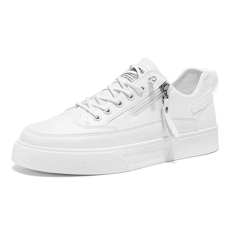 Mocasines de Cuero para Hombre, Zapatillas Planas Casual de Moda con Cremallera