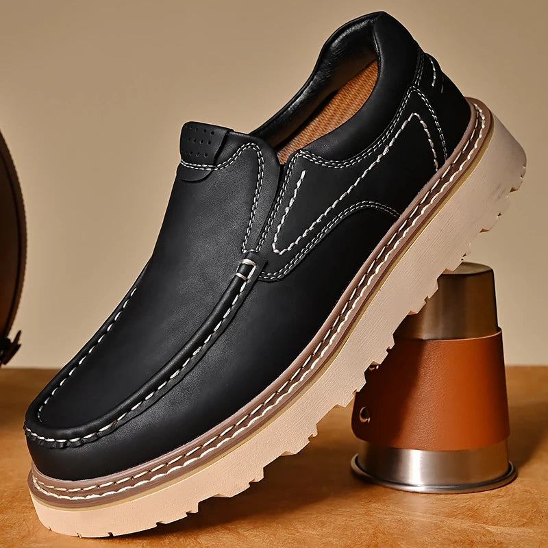 Zapatos Oxford de Cuero Genuino para Hombre, Casual, de Invierno, Diseño Empresarial
