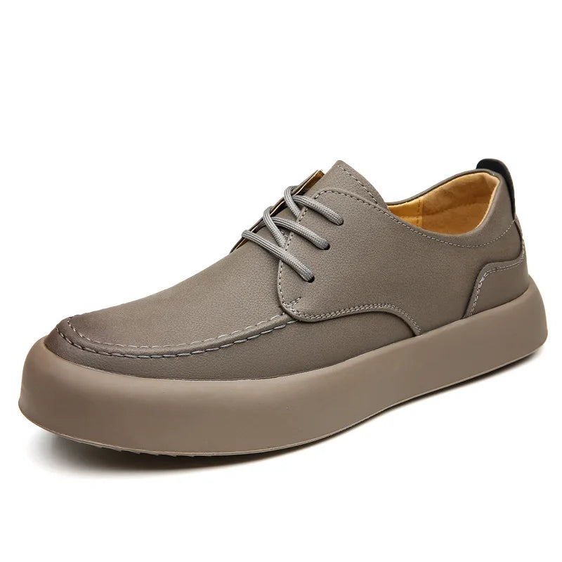 Zapatos de Cuero para Hombre con Suela Gruesa, Cordones, Casual, Británico, Negocios, Formal