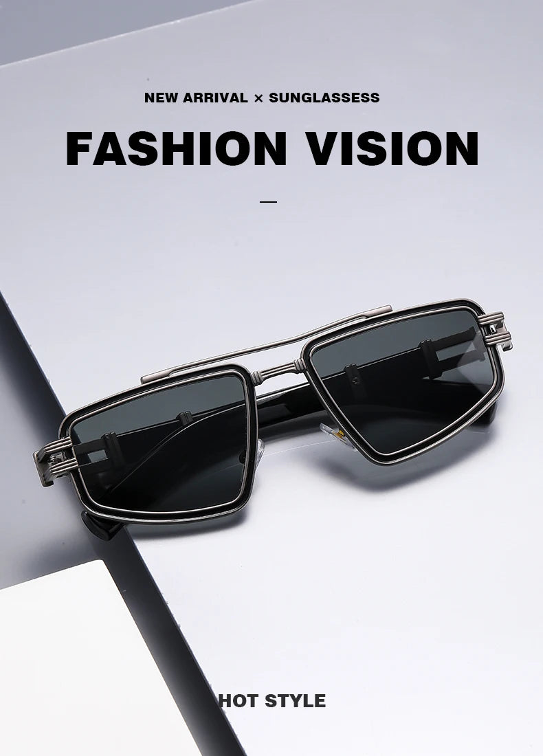 Gafas de sol retro de doble haz para mujeres y hombres, protección solar para exteriores