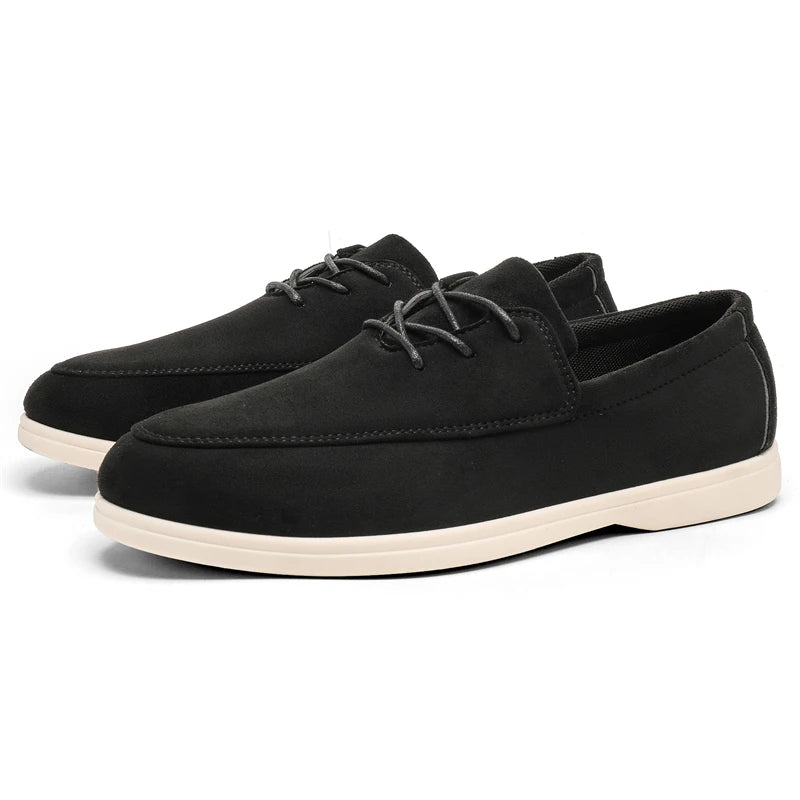 Mocasines de Suede para Hombre, Casual de Primavera Verano, Zapatos Planos con Cordones para Conducir