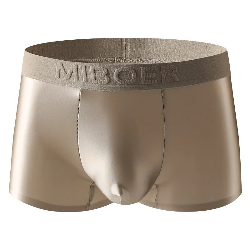 Bóxer para Hombre de Satén Sin Costuras de Secado Rápido Verano de Seda Fría de Cintura Baja
