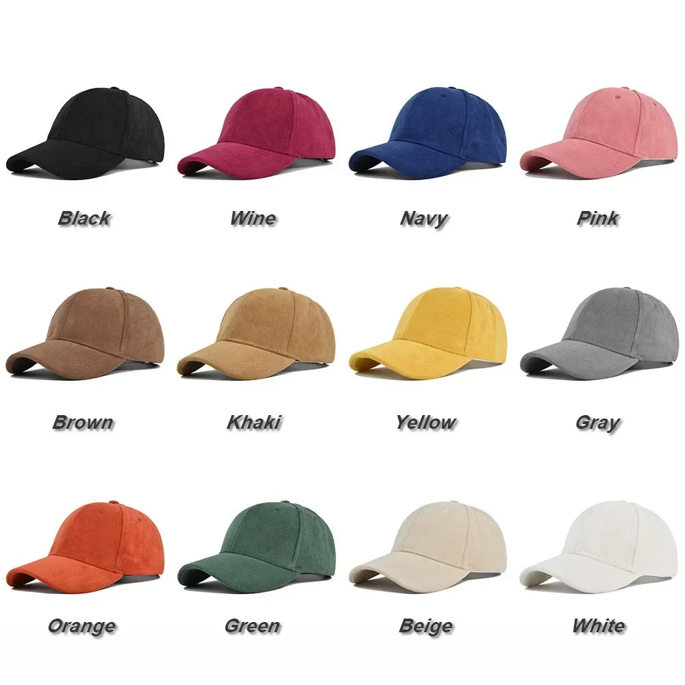 Gorras de béisbol unisex de ante ajustables, de color sólido, cálidas para invierno y otoño, sombrero para el sol