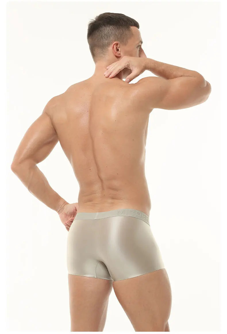 Bóxer para Hombre de Satén Sin Costuras de Secado Rápido Verano de Seda Fría de Cintura Baja