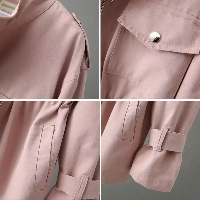 Chaqueta Larga Suelta de Mujer con Cremallera Cortavientos Casual Talla Mediana 2025