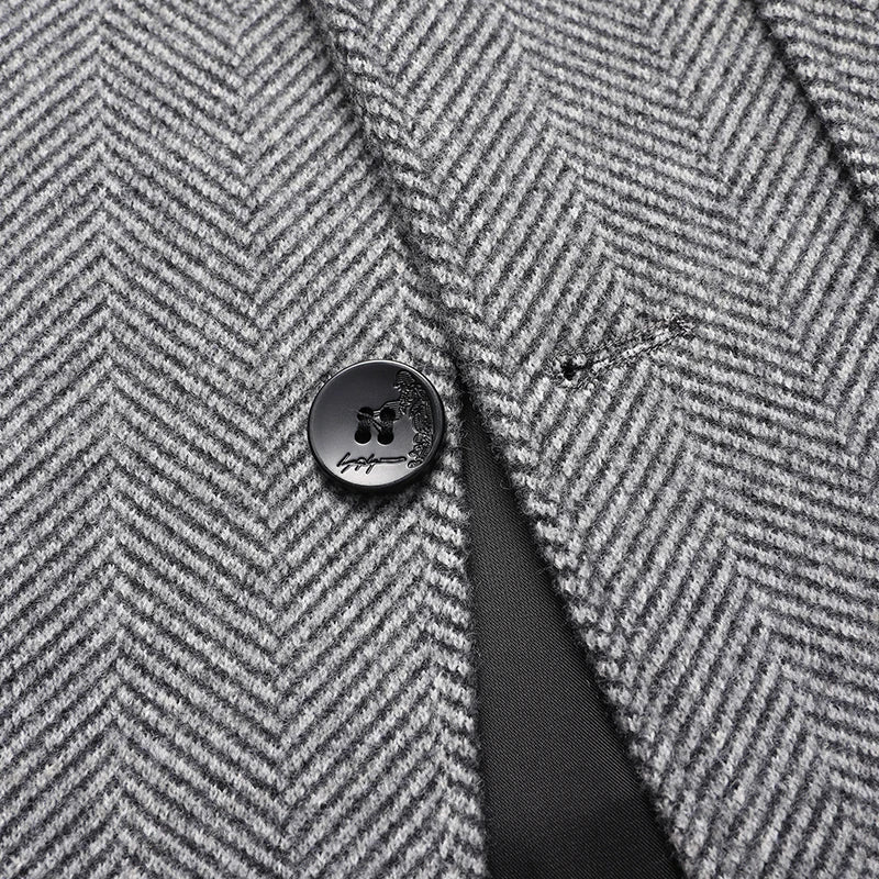 Chaqueta de lana para hombre con solapa, abrigo grueso de invierno y otoño en espiga