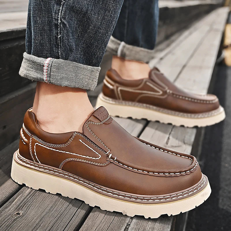 Zapatos Oxford de Cuero Genuino para Hombre, Casual, de Invierno, Diseño Empresarial