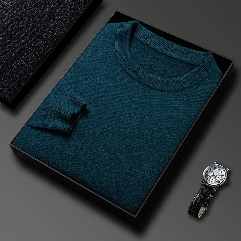 Suéter de Hombre 2025 Casual de Cuello Redondo de Manga Larga con Patrón de Diamante Tejido