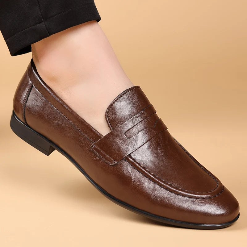 Mocasines de Cuero para Hombre Zapatos Casual de Negocios Oficina Cómodos Slip-On