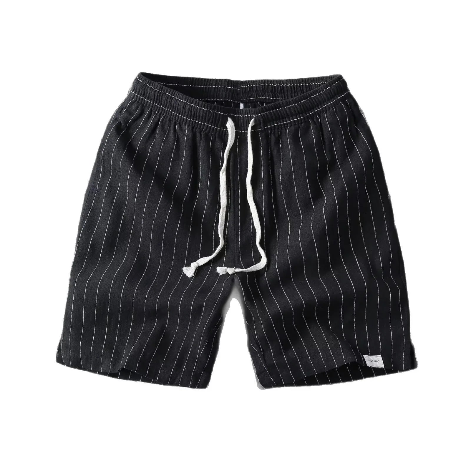 Pantalones Cortos de Hombre Rayas Cintura Elástica Lino Algodón Playa Casual Retro Fit