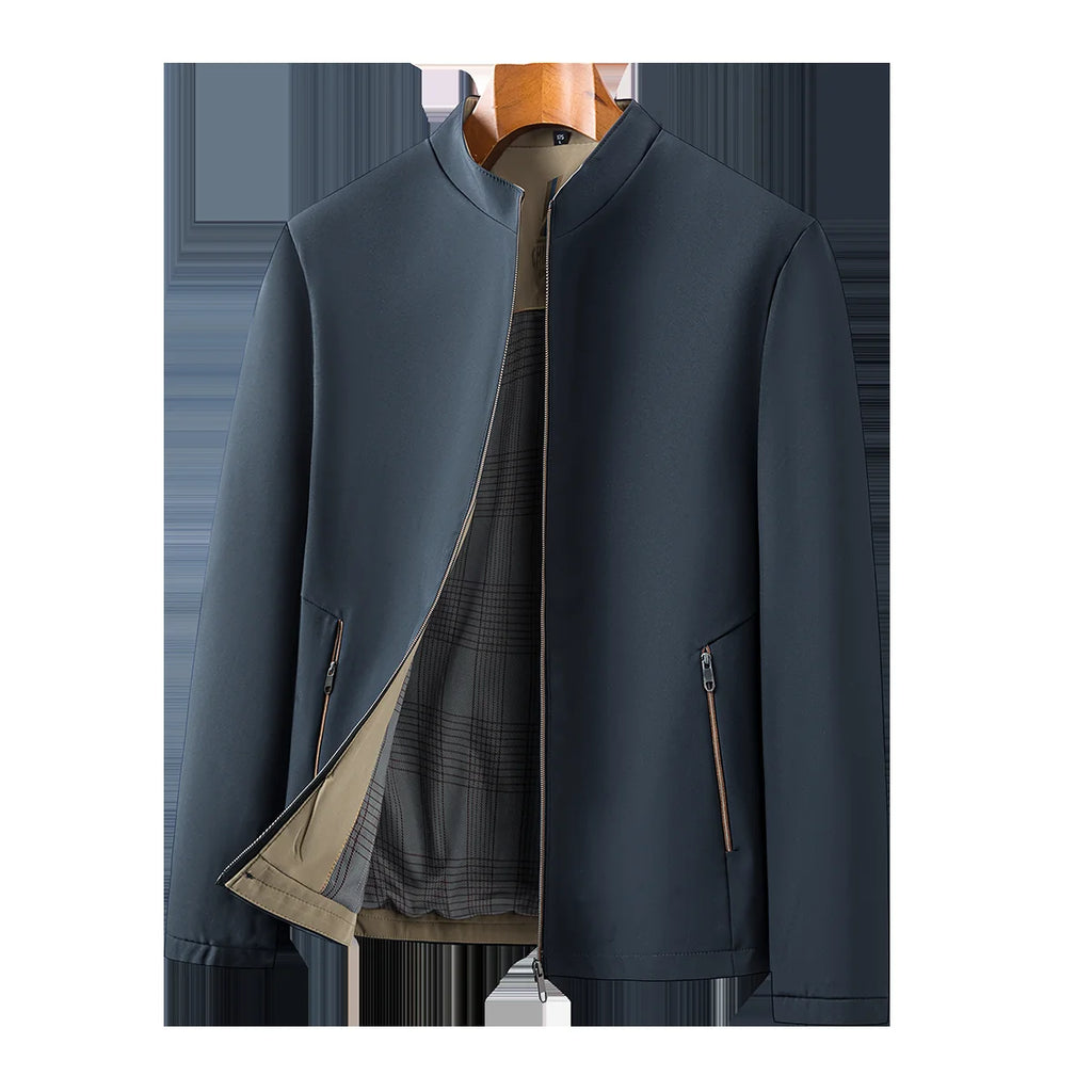 Chaqueta para Hombre Sin Arrugas de Negocios con Cuello Alto, Abrigo de Primavera Otoño Talla Grande