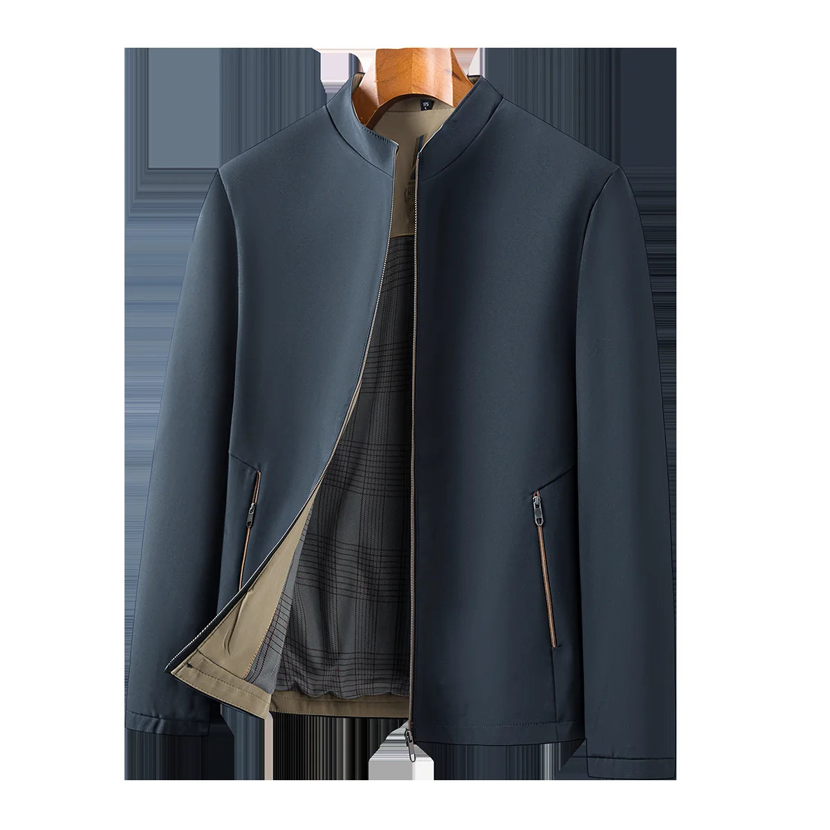 Chaqueta para Hombre Sin Arrugas de Negocios con Cuello Alto, Abrigo de Primavera Otoño Talla Grande