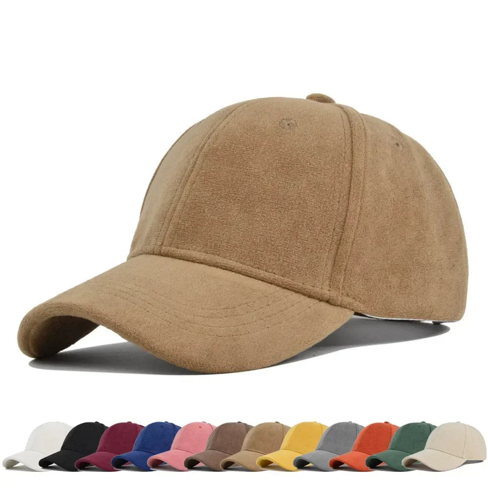 Gorras de béisbol unisex de ante ajustables, de color sólido, cálidas para invierno y otoño, sombrero para el sol