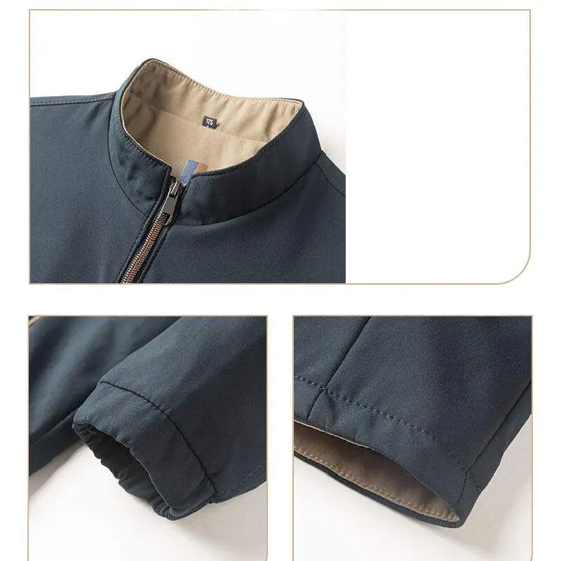 Chaqueta para Hombre Sin Arrugas de Negocios con Cuello Alto, Abrigo de Primavera Otoño Talla Grande