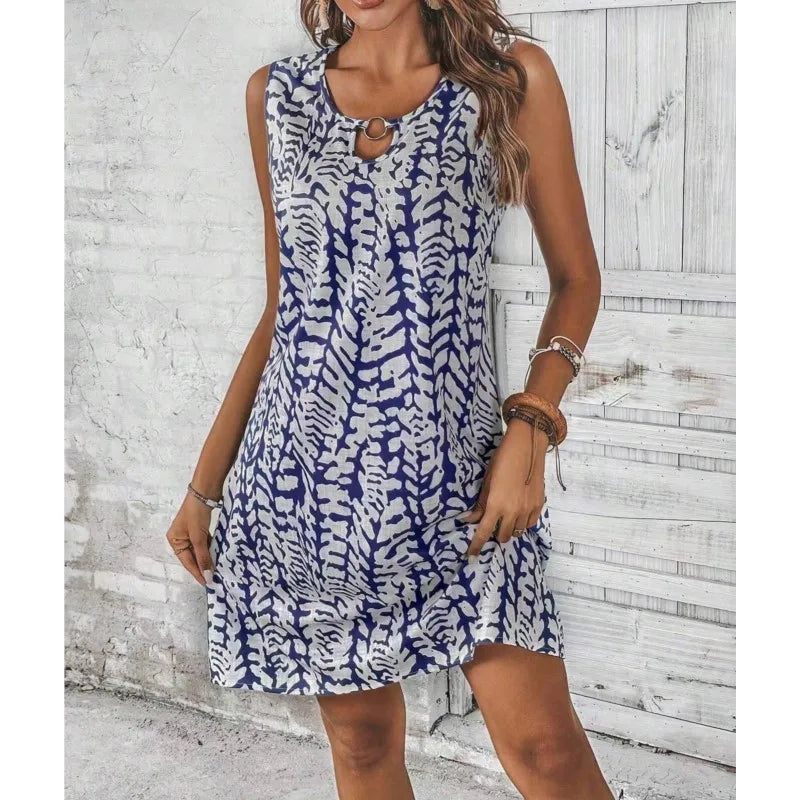 "Vestidos de Verano 2024 Sin Mangas Florales Elegantes Casual para Mujeres"