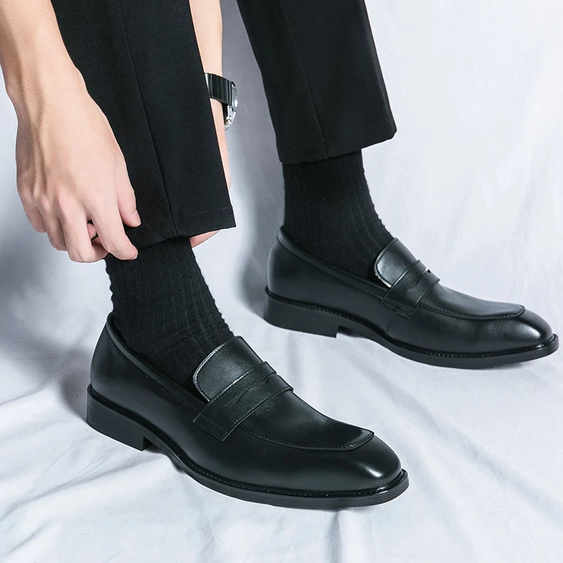 Mocasines de Cuero para Hombre Hechos a Mano Marrones Zapatos de Vestir Casuales para Bodas y Fiestas
