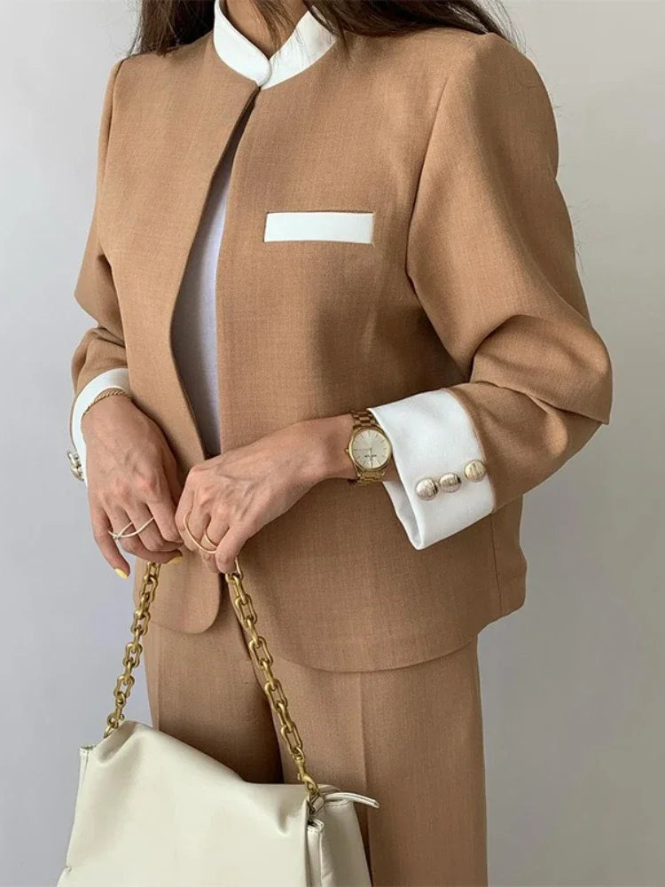 Conjunto de Pantalón para Mujer, Blazer Elegante, Cárdigan y Abrigo, Dos Piezas