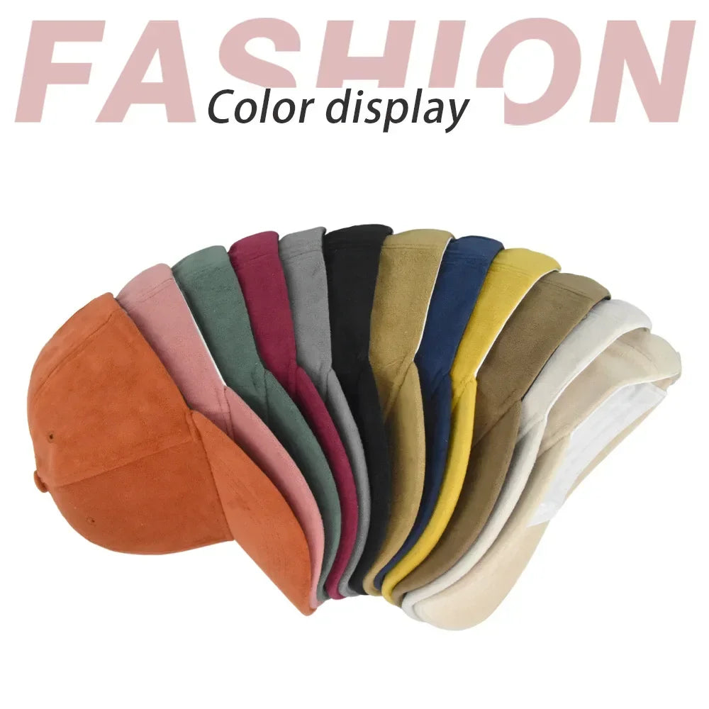 Gorras de béisbol unisex de ante ajustables, de color sólido, cálidas para invierno y otoño, sombrero para el sol