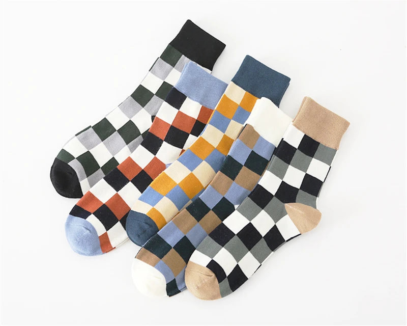 Paquete de 5 pares de calcetines para hombre, coloridos, casuales, de negocios, de algodón peinado, de moda