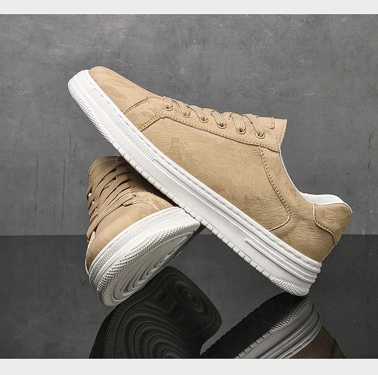 Zapatillas de Cuero Casual para Hombre con Cordones Planas para Patineta Juventud