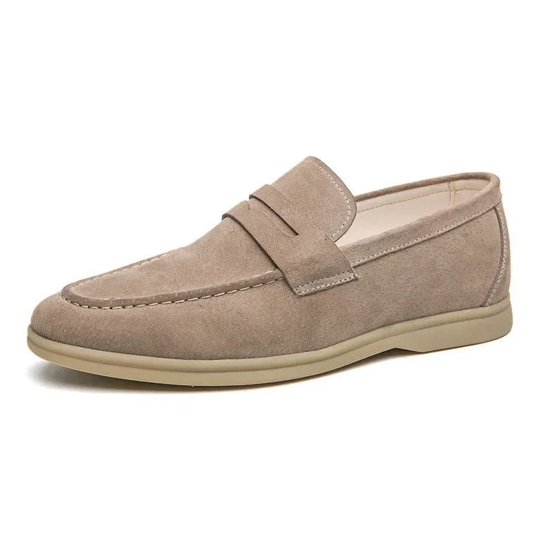 Mocasines para Hombre de Cuero Suede con Suela Suave, Zapatos Casual de Negocios Slip-On