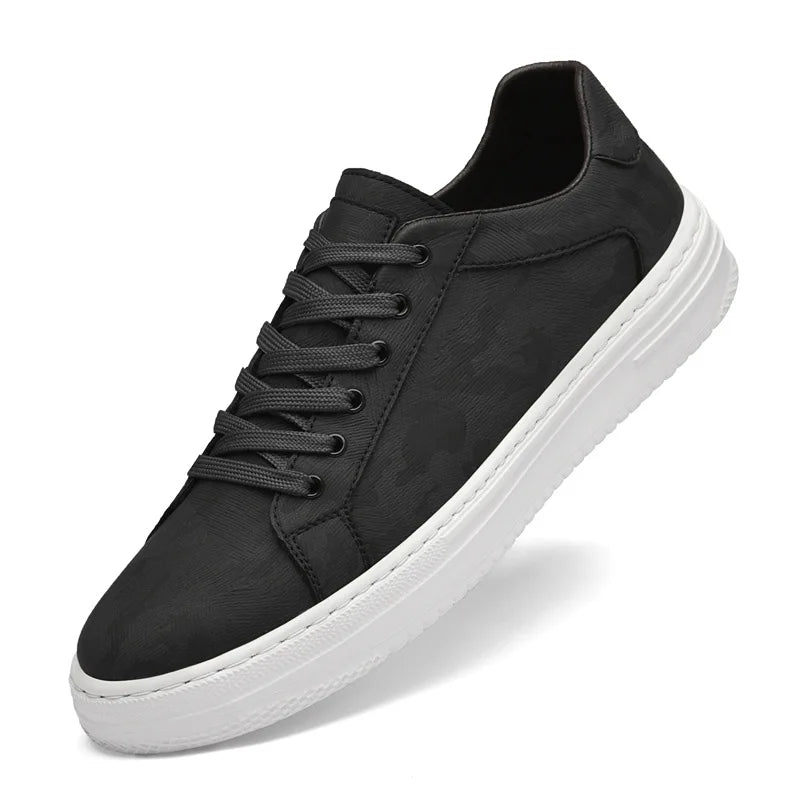 Zapatillas de Cuero Casual para Hombre con Cordones Planas para Patineta Juventud