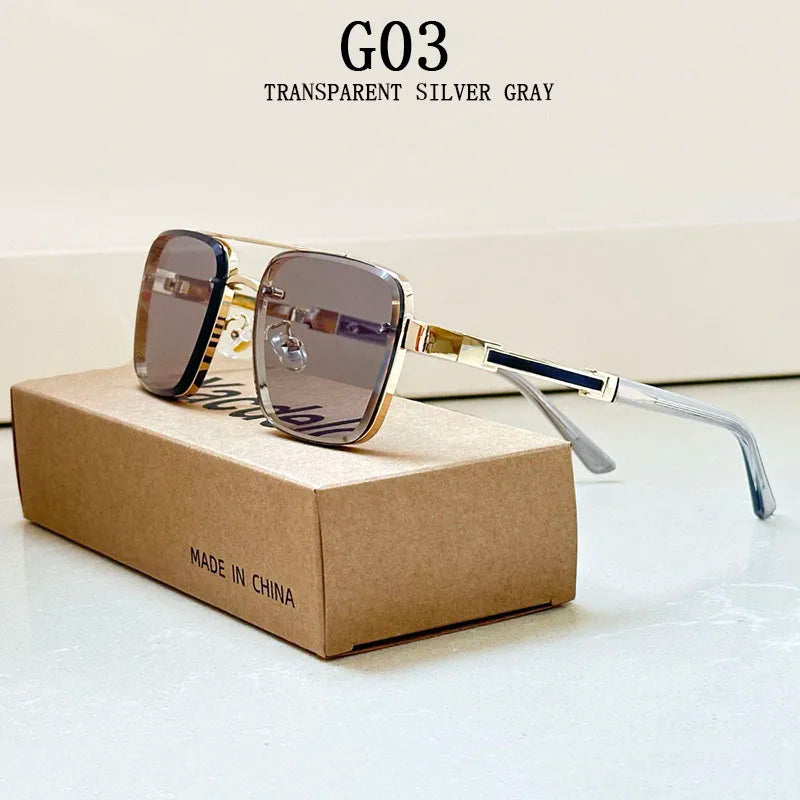 Gafas de sol de lujo para hombres vintage al aire libre tendencia 2025