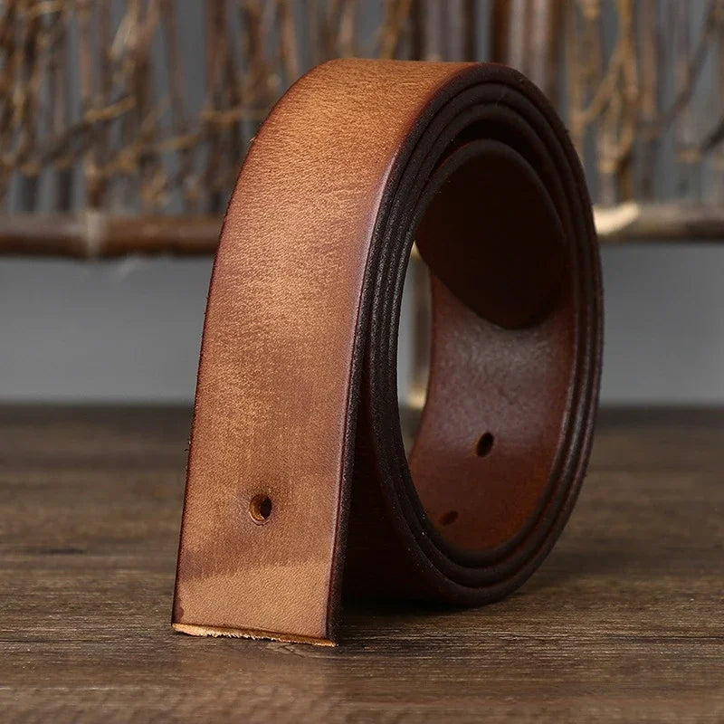 Cinturón de Hombre de Cuero de Piel de Vaca Acento de Jean 3.8cm Cintura Retro