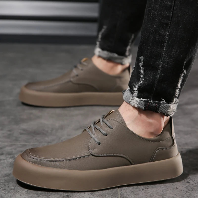 Zapatos de Cuero para Hombre con Suela Gruesa, Cordones, Casual, Británico, Negocios, Formal
