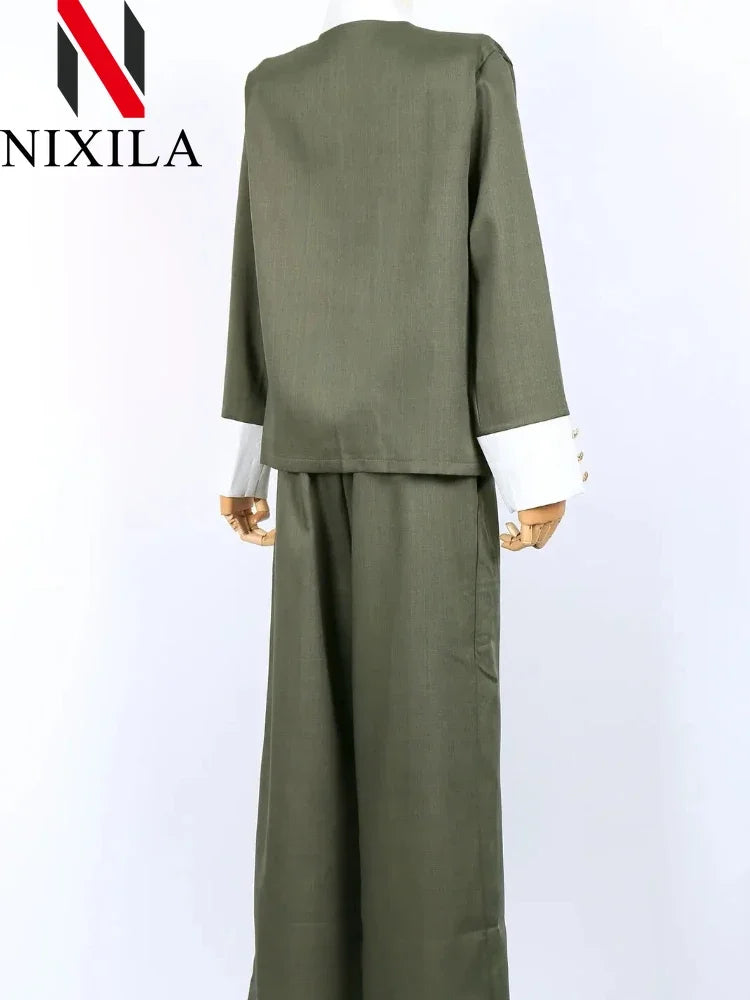 Conjunto de Pantalón para Mujer, Blazer Elegante, Cárdigan y Abrigo, Dos Piezas