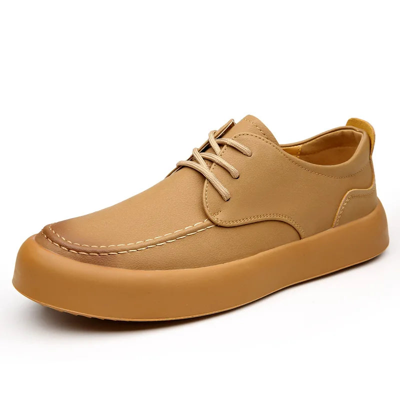Zapatos de Cuero para Hombre con Suela Gruesa, Cordones, Casual, Británico, Negocios, Formal