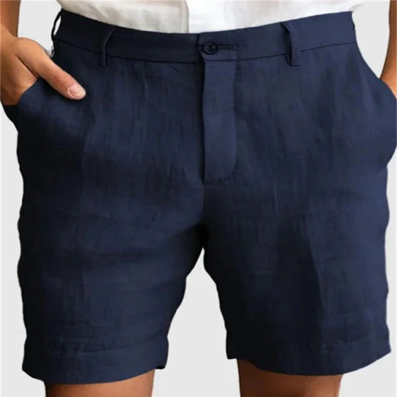 "Shorts de Lino para Hombre Verano Casual Transpirables Ajuste Suelto con Cremallera y Botón"
